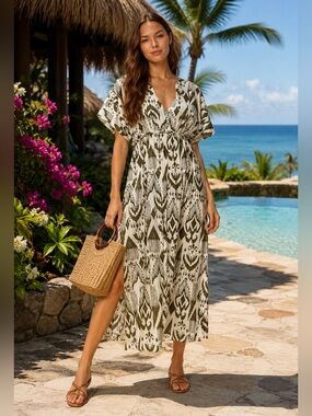 MISA Los Angeles Printed Maxi Dress XS Fits Small NWT Resort Vacation flaw